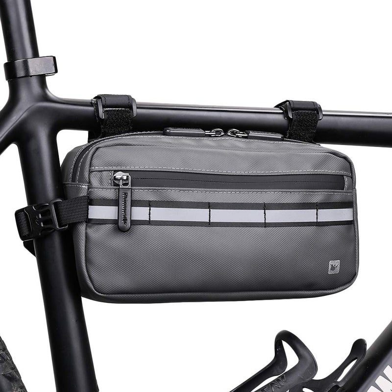 Rhinowalk Bike Bag Waterproof Bike Handlebar Bag,Bike Basket Bicycle Front Bag Shoulder Bag Waist Bag for Sport Bicycle Professional Cycling Accessories-Gray - Image 5